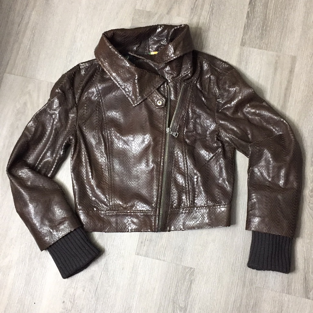 Alice & Olivia Leather Cropped Jacket